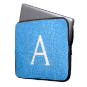 Blauer Sparkor und Glitzer Monogram Laptopschutzhülle (Vorderseite Links)