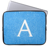 Blauer Sparkor und Glitzer Monogram Laptopschutzhülle (Vorderseite)