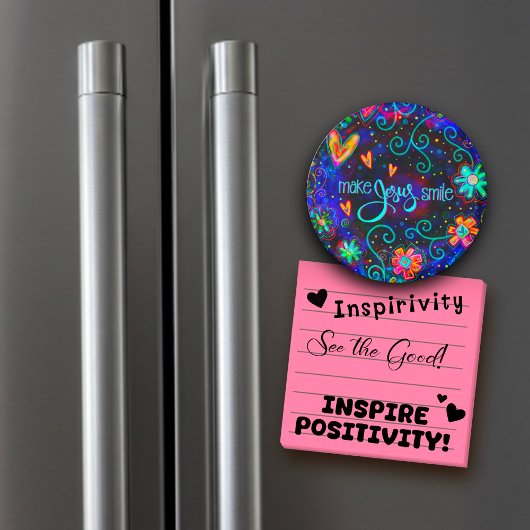 Blauer Spaß macht Jesus lächeln florale Inspirivit Magnet