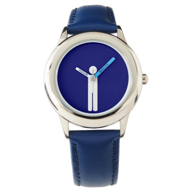 blauer Spaßgraphikmann Armbanduhr (Vorderseite)