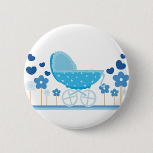 Blauer Spaziergänger-Knopf Button