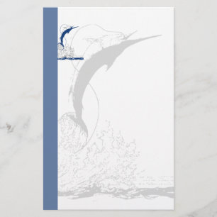 Blauer Speerfisch, blauer Streifen und Briefpapier