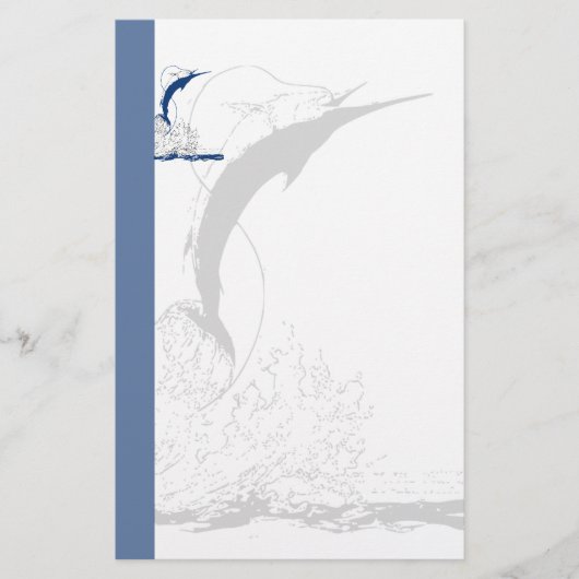 Blauer Speerfisch, blauer Streifen und Briefpapier (Vorderseite)