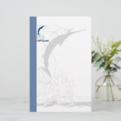 Blauer Speerfisch, blauer Streifen und Briefpapier (Stehend Vorderseite)