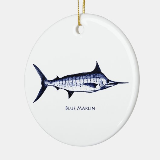 Blauer Speerfisch-Logo Keramikornament (Links)