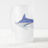 Blauer Speerfisch Mattglas Bierglas (Vorderseite Links)