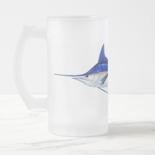 Blauer Speerfisch Mattglas Bierglas (Links)