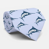 Blauer Speerfisch-Muster Krawatte (Gerollt)