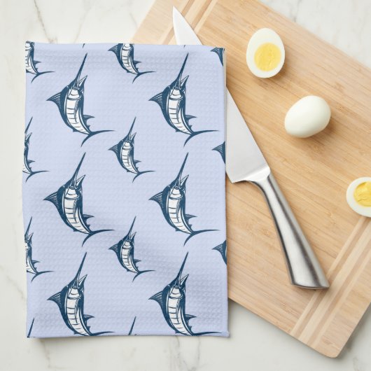 Blauer Speerfisch-Muster Küchentuch (Viertel Falte)