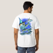 Blauer Speerfisch und Thunfisch T-Shirt (Schwarz voll)