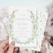 Blauer Sping Blume Grüne Hochzeit Einladung