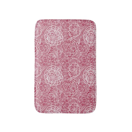 Blauer Spitze-Blumen-Musterhintergrund Badematte (Vorderseite Vertikal)