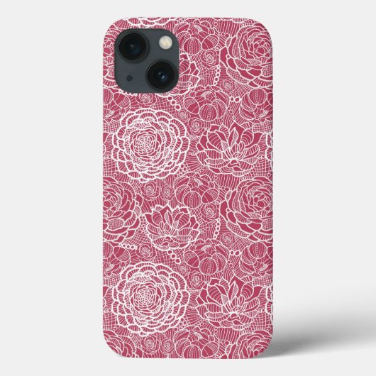 Blauer Spitze-Blumen-Musterhintergrund Case-Mate iPhone Hülle (Rückseite)
