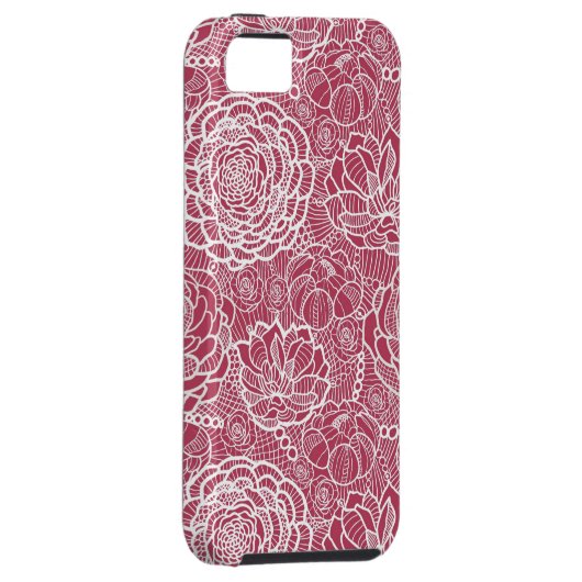 Blauer Spitze-Blumen-Musterhintergrund Case-Mate iPhone Hülle (Rückseite/rechts)