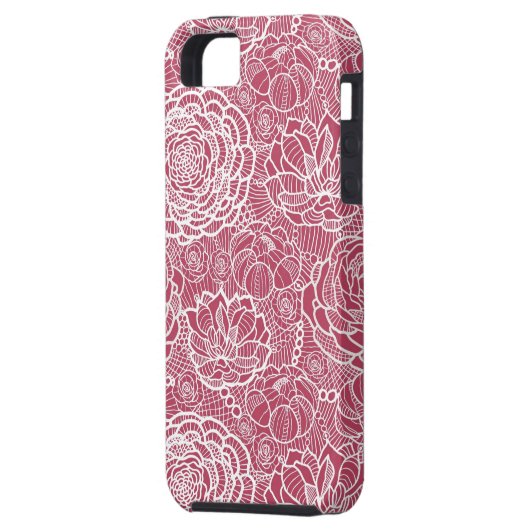 Blauer Spitze-Blumen-Musterhintergrund Case-Mate iPhone Hülle (Rückseite Links)