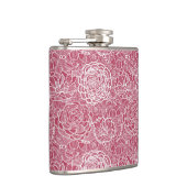 Blauer Spitze-Blumen-Musterhintergrund Flachmann (Rechts)