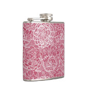 Blauer Spitze-Blumen-Musterhintergrund Flachmann (Rechts)