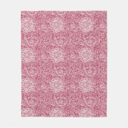 Blauer Spitze-Blumen-Musterhintergrund Fleecedecke (Vorderseite)