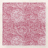 Blauer Spitze-Blumen-Musterhintergrund Glasuntersetzer (Vorderseite)