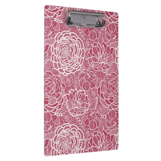 Blauer Spitze-Blumen-Musterhintergrund Klemmbrett (Rechts)