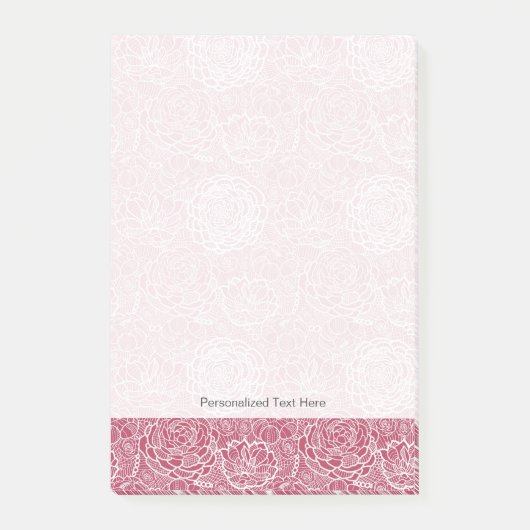 Blauer Spitze-Blumen-Musterhintergrund Post-it Klebezettel (Vorderseite)