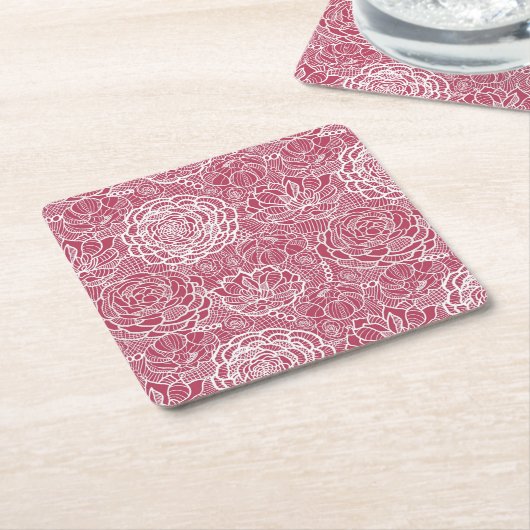 Blauer Spitze-Blumen-Musterhintergrund Rechteckiger Pappuntersetzer (angewinkelt)