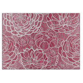 Blauer Spitze-Blumen-Musterhintergrund Schneidebrett (Vorderseite)