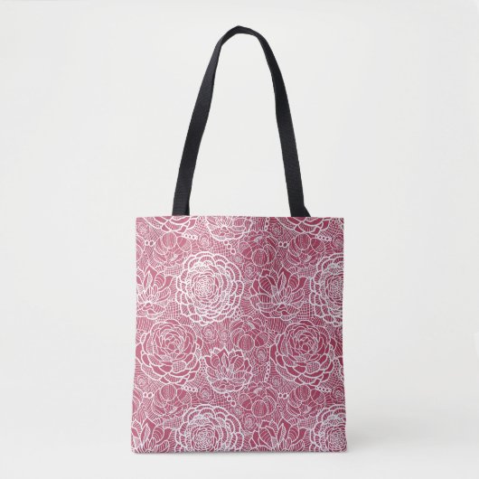 Blauer Spitze-Blumen-Musterhintergrund Tasche (Vorderseite)