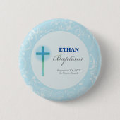Blauer Spitzenjunge Taufe Button (Vorderseite)