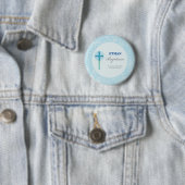 Blauer Spitzenjunge Taufe Button (Beispiel)
