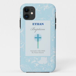 Blauer Spitzenjunge Taufe iPhone 11 Hülle