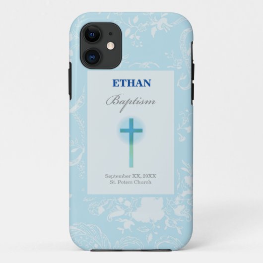 Blauer Spitzenjunge Taufe Case-Mate iPhone Hülle (Rückseite)