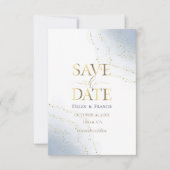 Blauer Splint und Imitat Gold Glitzer Save the Dat Einladung (Vorderseite)