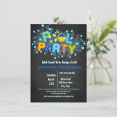 Blauer Splitter kommt in unser Bash Pool Party Einladung (Stehend Vorderseite)