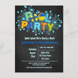 Blauer Splitter kommt in unser Bash Pool Party Einladung