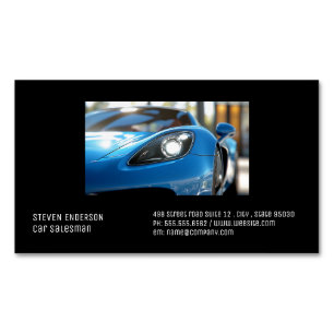 Blauer Sportwagen Nahaufnahme Magnetische Visitenkarte