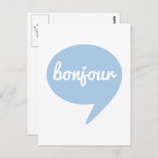 blauer Sprachblase, französische Wortkunst Postkarte (Vorne/Hinten)