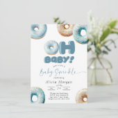 Blauer Sprinkle | Donut | Baby Sprinkle Einladunge Einladung (Stehend Vorderseite)