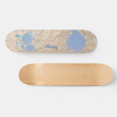 Blauer Spritzer auf altem Papier und Name Skateboard (Horizontal)