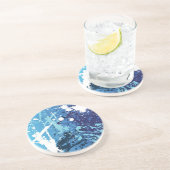 Blauer Spritzer Getränkeuntersetzer (Seite)