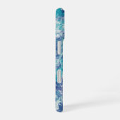 Blauer Spritzer mit individuellem Monogramm iPhone 16 Hülle (Rechte Seite)
