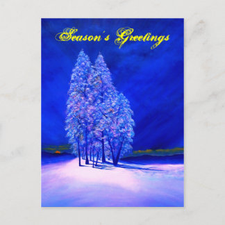 Blauer Spruce Trees Feiertagspostkarte