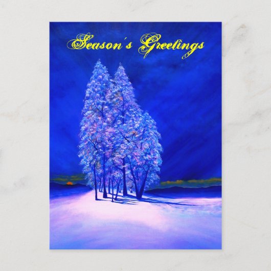 Blauer Spruce Trees Feiertagspostkarte (Vorderseite)