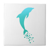 Blauer Sprung Dolphin mit Blasen-Tile Fliese (Vorderseite)