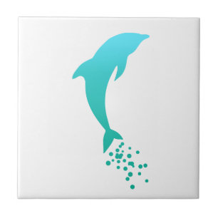 Blauer Sprung Dolphin mit Blasen-Tile Fliese