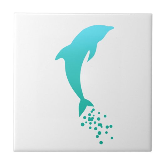Blauer Sprung Dolphin mit Blasen-Tile Fliese (Vorderseite)