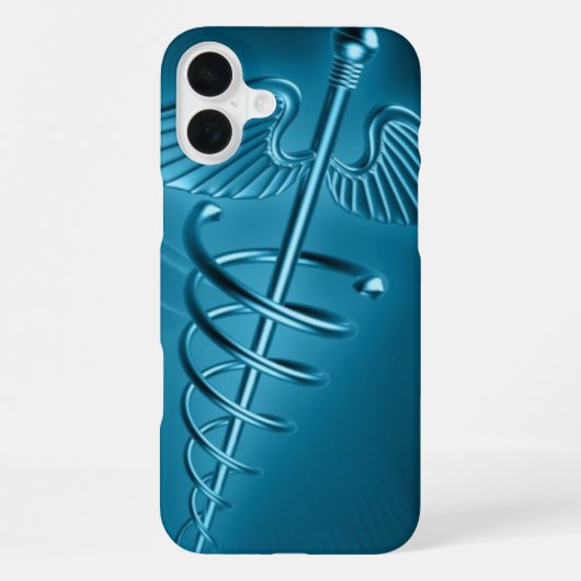Blauer Stab des Asklepios iPhone Hülle (Rückseite)