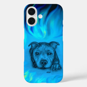 Blauer Staffy-Welpe iPhone 16 Hülle