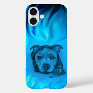 Blauer Staffy-Welpe iPhone 16 Plus Hülle