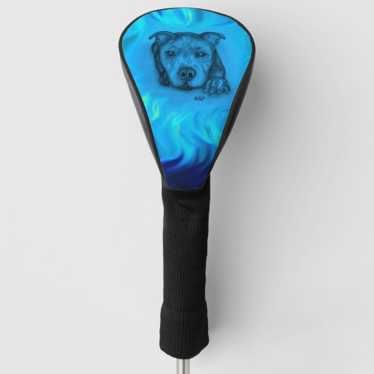 Blauer Staffy Welpe Golf Headcover (Vorderseite)